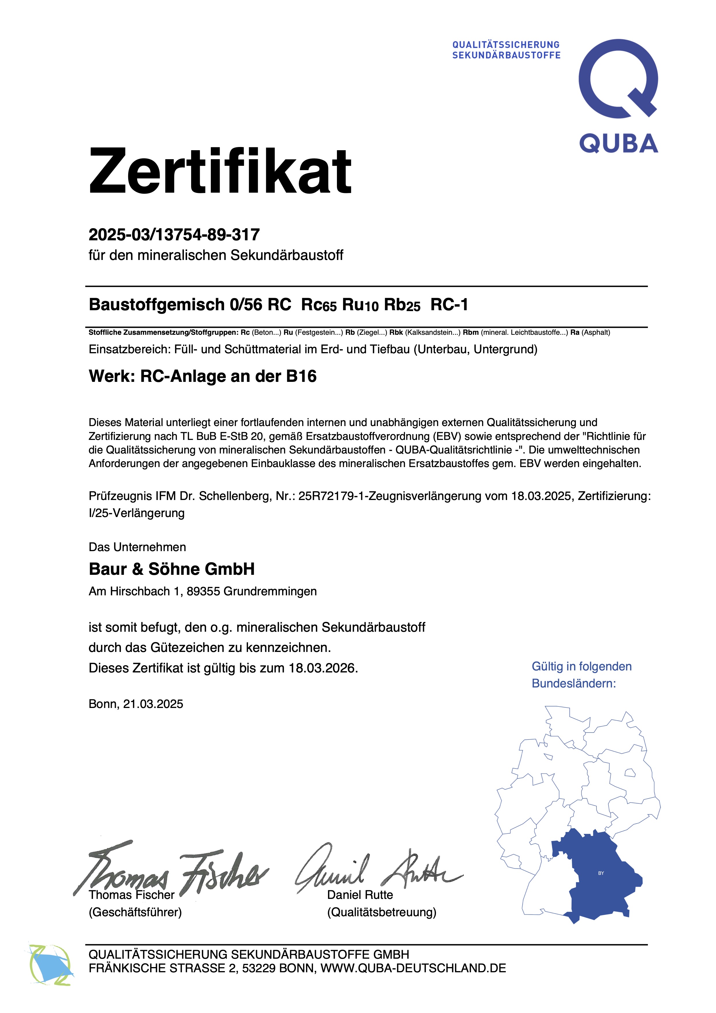 Baustoffgemisch 0/56 RC Rc65 Rb25 Ru10 RC-1